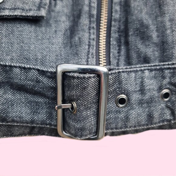 Harley Davidson Denim Moto Jacket Womens XL Dark Gray Slim Fitted Full Zip - Picture 2 of 10